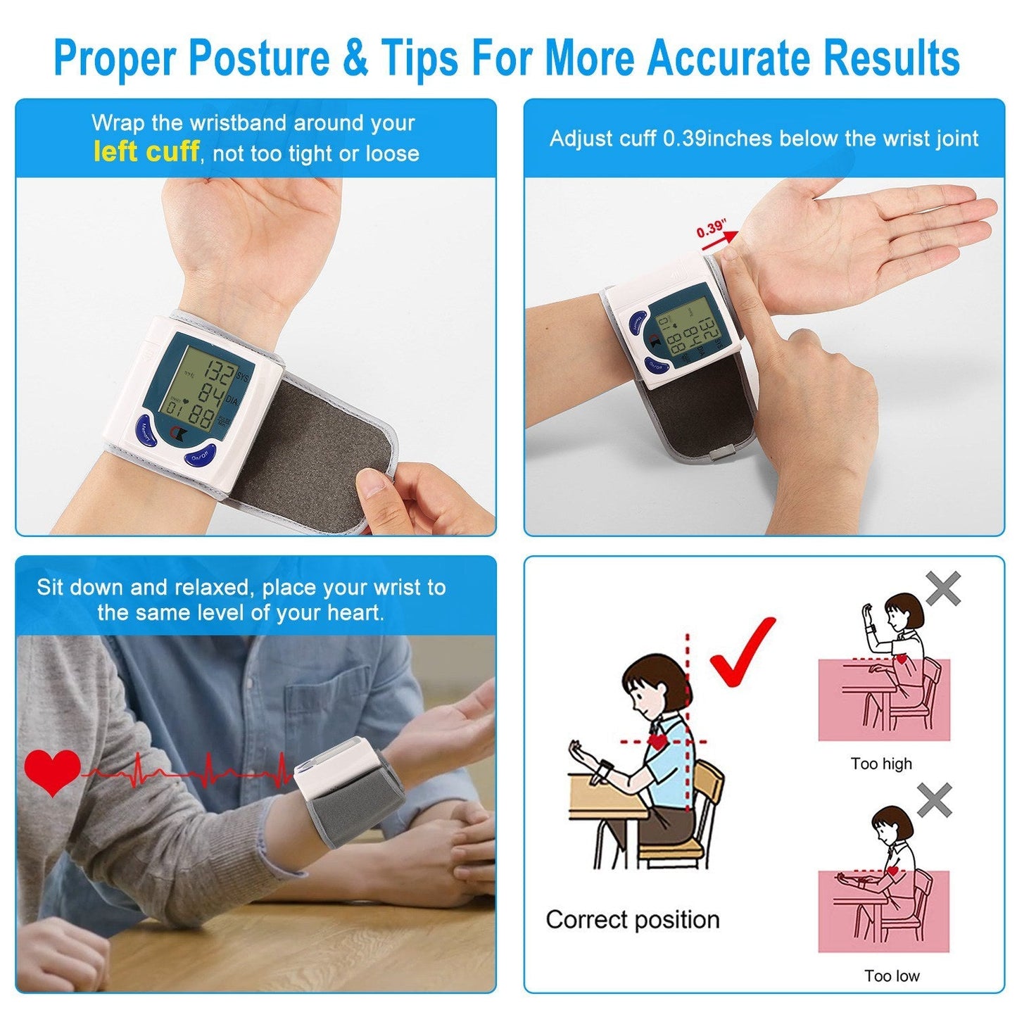 Blood Pressure Monitor Wrist Digital High Blood Pressure Cuff